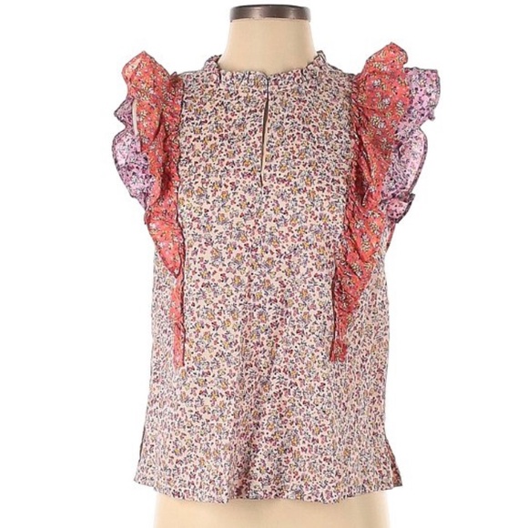 Ann Taylor Floral Ditsy sleeveless ruffle top - Picture 5 of 12